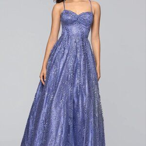 NWT Blondie Nites Stella Periwinkle Glitter Prom Dress Gown w/ Pockets Size 5
